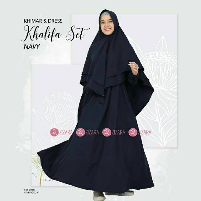 Zizara Dress Khalifa Set Khimar warna Navy size L
