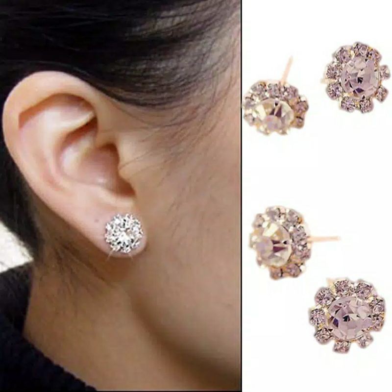 anting tusuk permata silver