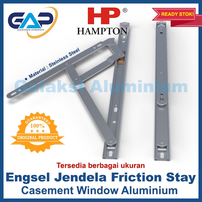 Engsel Jendela / Casement Casemen Window / Friction Stay / Penahan / Hampton Stainless Steel Alumini