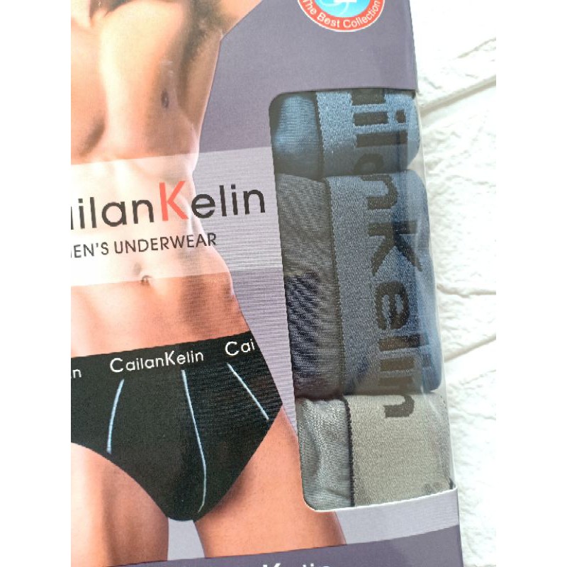 3pcs_ CD C-k  celana dalam pria cailan Kelin m.l.xl / CD pria karet boxer cailan kelin - SEGI TIGA
