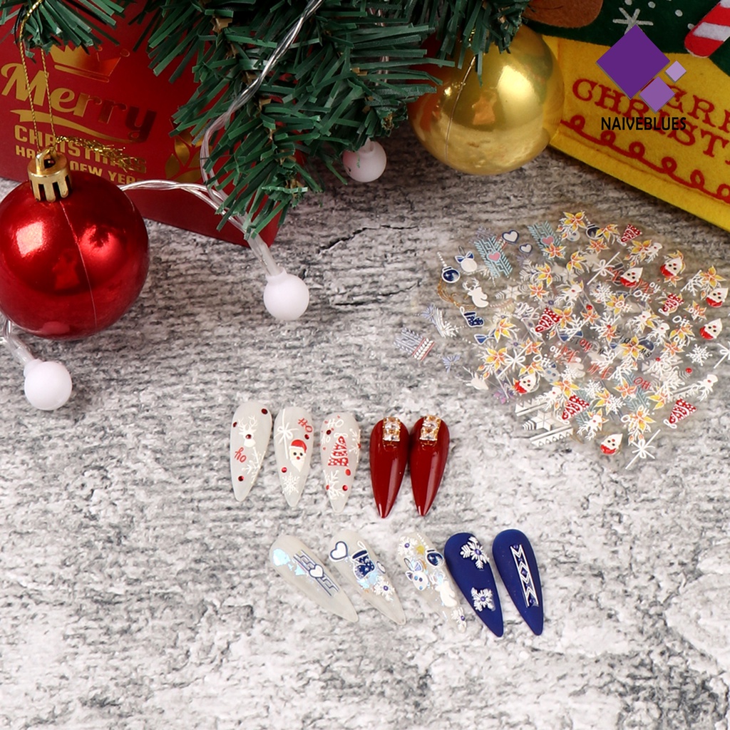 Naiveblue &gt; Stiker Kuku Motif Natal Tahan Air / Pudar Untuk Nail Art / Manicure DIY