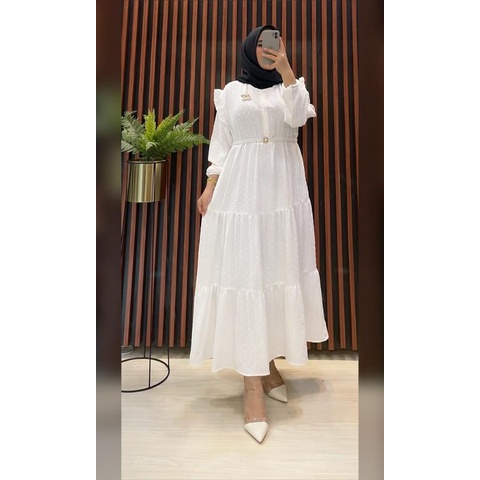 zulfa /gamis midi/mini gamis/gamis terbaru/gamis putih/tunik putih/midi gamis putih/tunik rubiah/gam