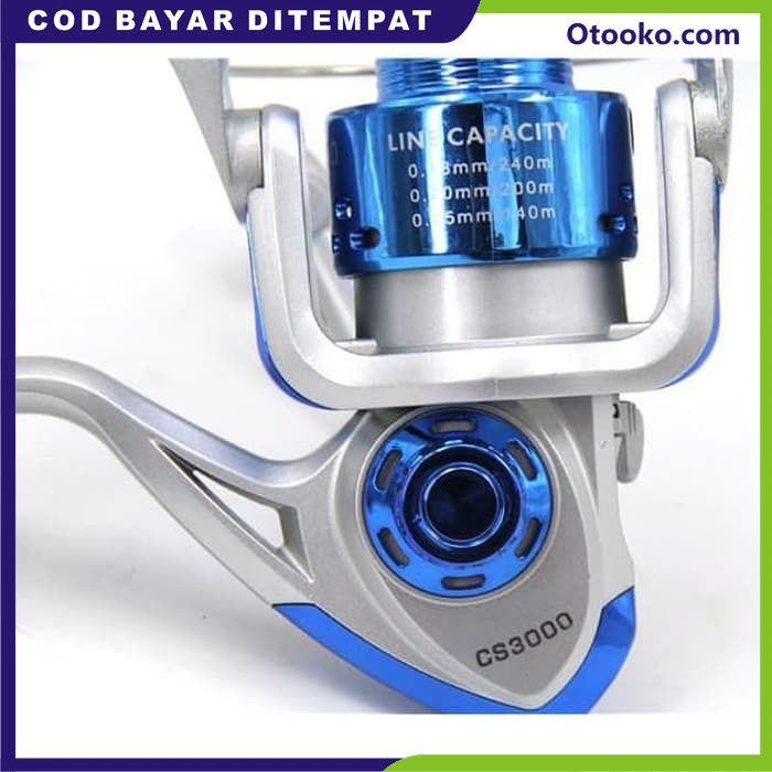 Reel Pancing Metal Spool Fishing Spinning Reel 8 Ball Bearing CS 3000  Biru