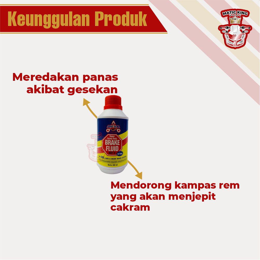 minyak rem dot 3 brake fluid One Soe 300 ml warna merah