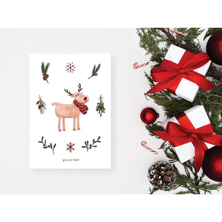 

Raindeer Postcard | Christmas Edition Greetings Card | Kartu Ucapan | Youwriteit