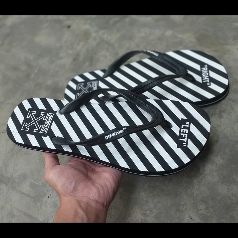 Sendal Jepit Pria Wanita Distro Vans Off White Zebra / Sandal Jepit Motif Keren / Sendal Murah