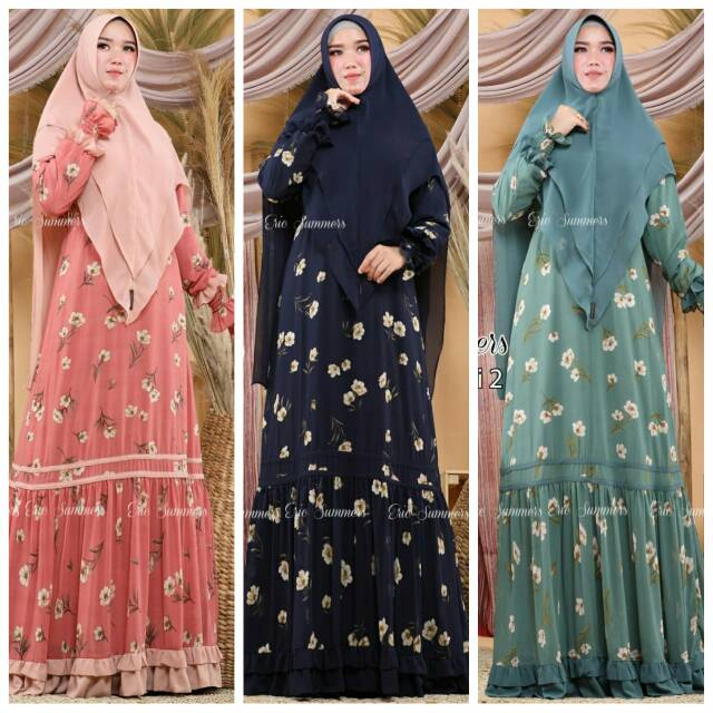 Gamis motif bunga ceruti