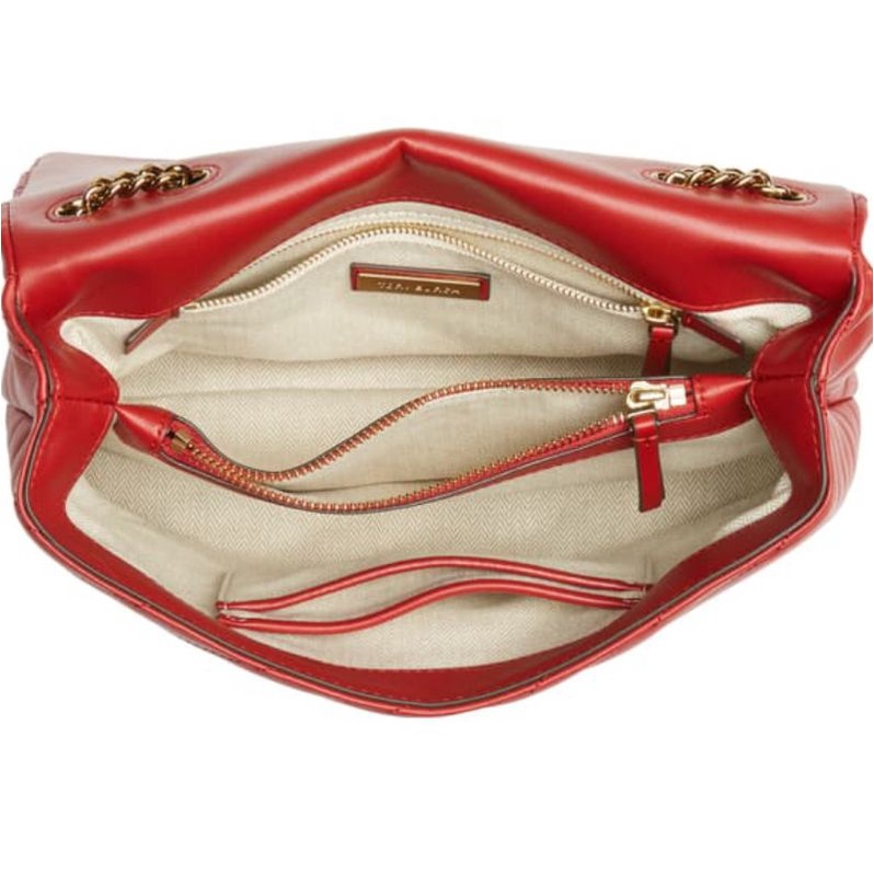 Tory Burch Kira Chevron Convertible Shoulder Bag Medium 27 Cm - Red Apple