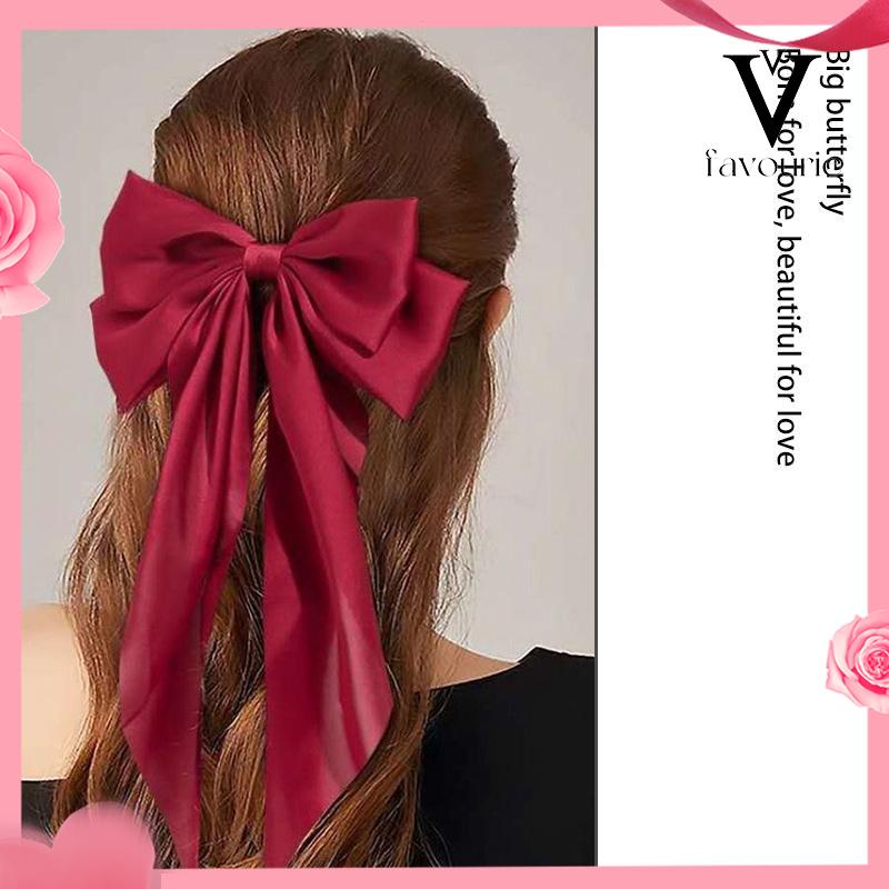 [COD]Jepit Rambut Pita Besar Korea Elegan Panjang Pita Rambut-FA