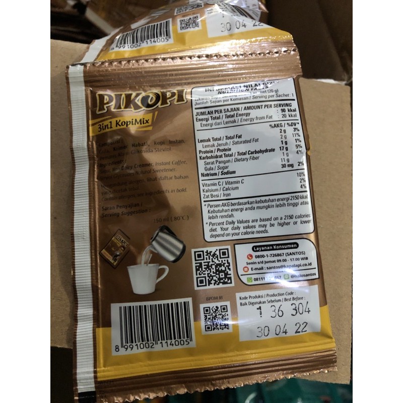 PIKOPI 3 in 1 kopi mix 20 gr 1 renteng isi 10 pcs