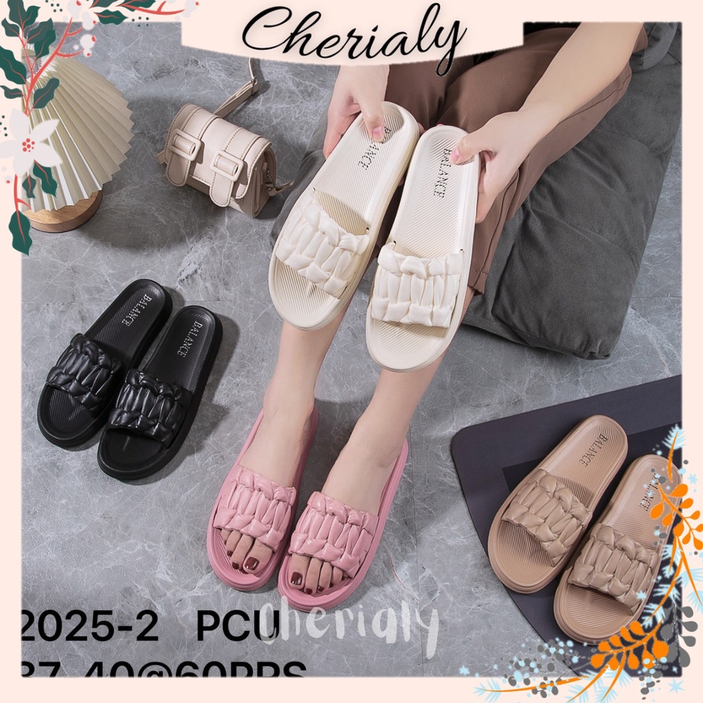 BALANCE Sandal Slop Jelly Wanita Import Karet Tebal Halus Motif Webbing Empuk Elastis Non-SLip 2052-2