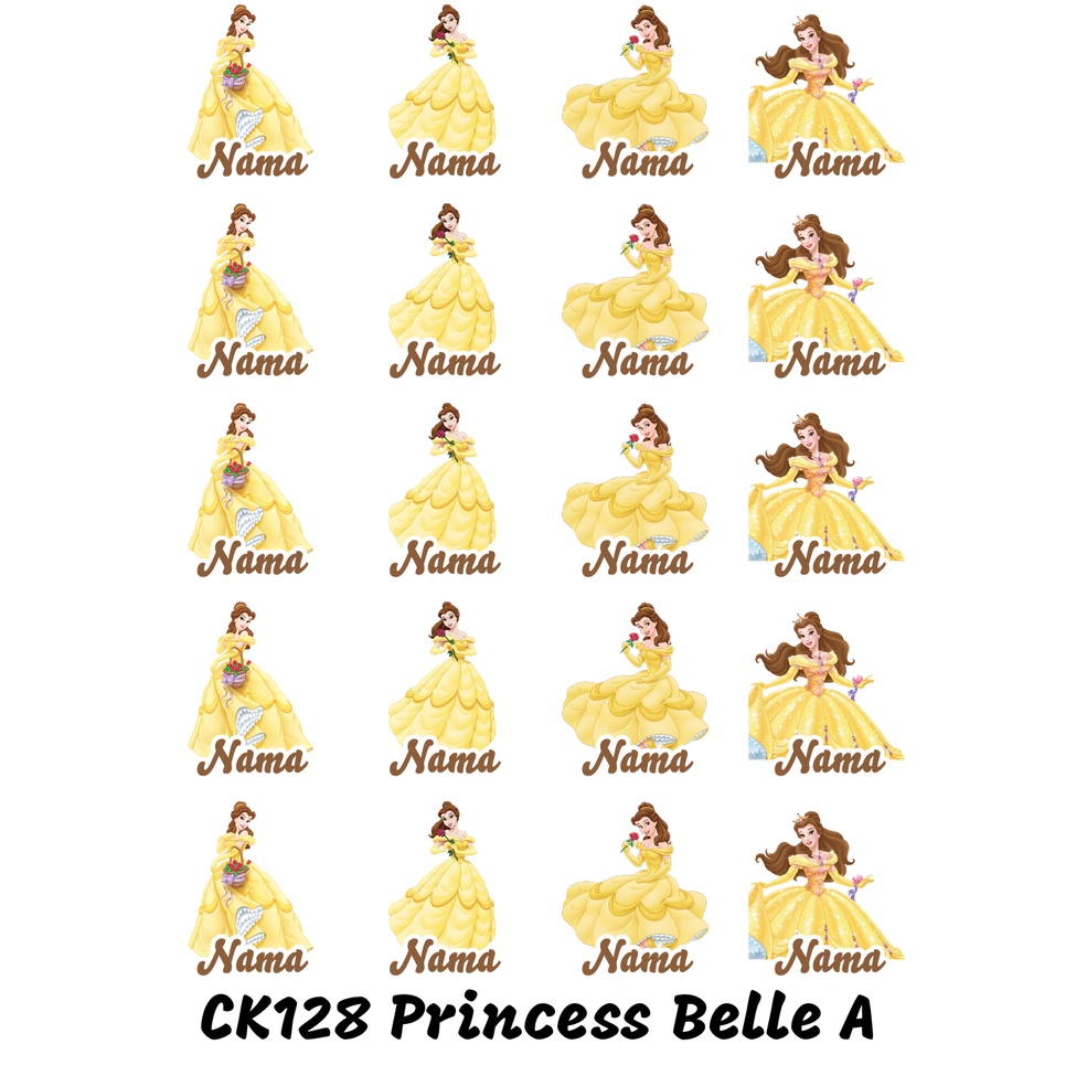 

Sticker Nama Cutting Label Waterproof Tahan Air Princess Belle A CK128