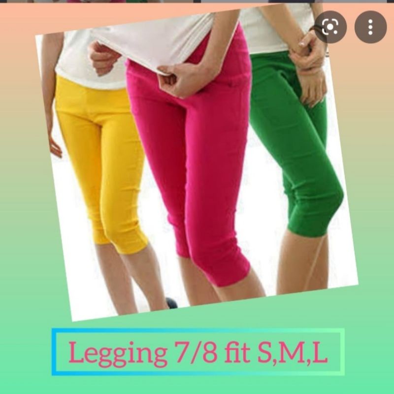 Celana Leging  Polos Ukuran 3/4 Legings Wanita Dewasa Halus Slimpit Lutut Jumbo Besar