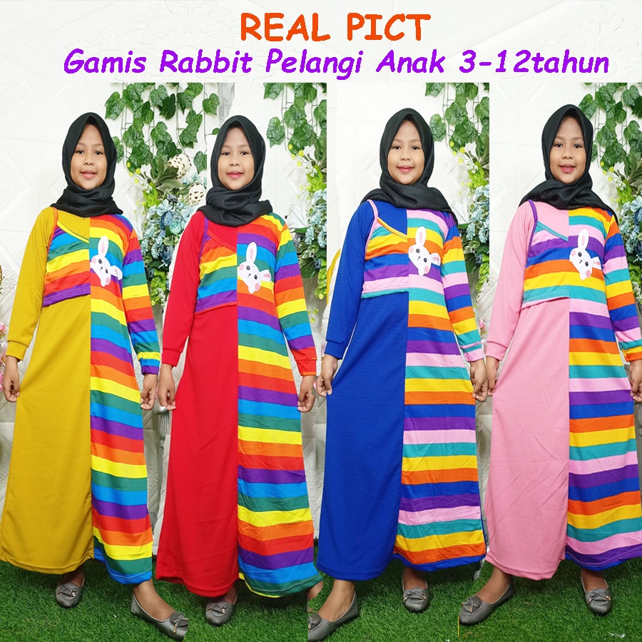 GAMIS KELINCI RABBIT PELANGI ANAK 6-12tahun GL FASHION