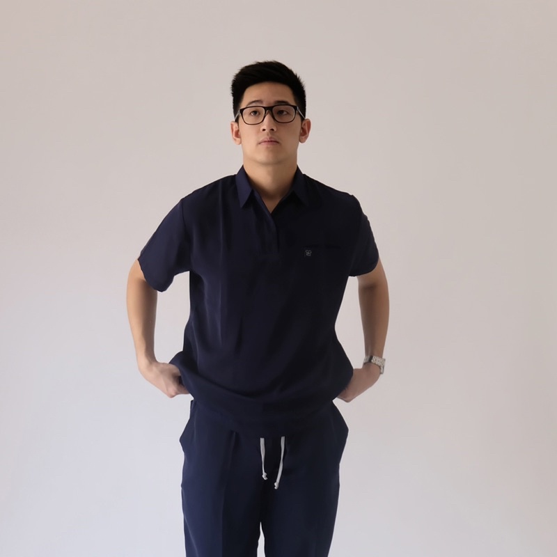 Baju Jaga POLO SS - DARK BLUE Scrubs Theatre Blues First Line Lengan Pendek