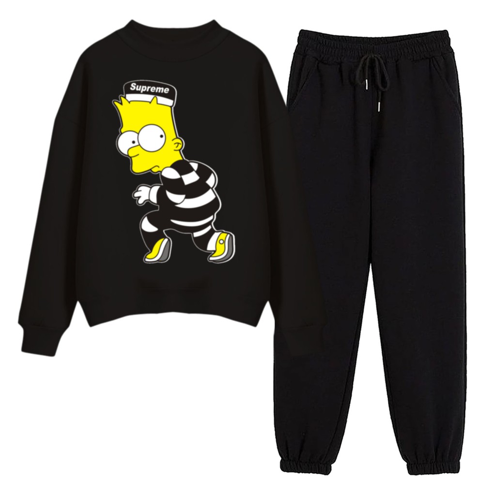 BESS - Baju Setelan Wanita Murah / Setelan Sweater + Jogger Hitam - SIMPSON