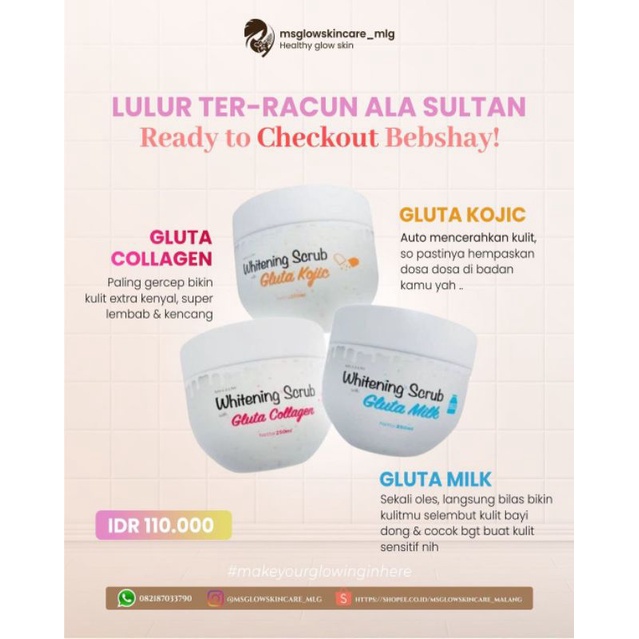 MS GLOW WHITENING SCRUB & GLUTA WHITE SOAP / MS GLOW BODY CARE / PAKET MANDI MS GLOW | MS GLOW SKINC