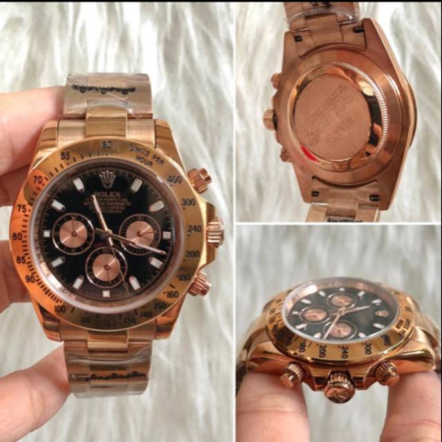 JAM TANGAN PRIA RLX_COSMOGRAPH DAYTONA DLC ROSE GOLD PREMIUM AAA