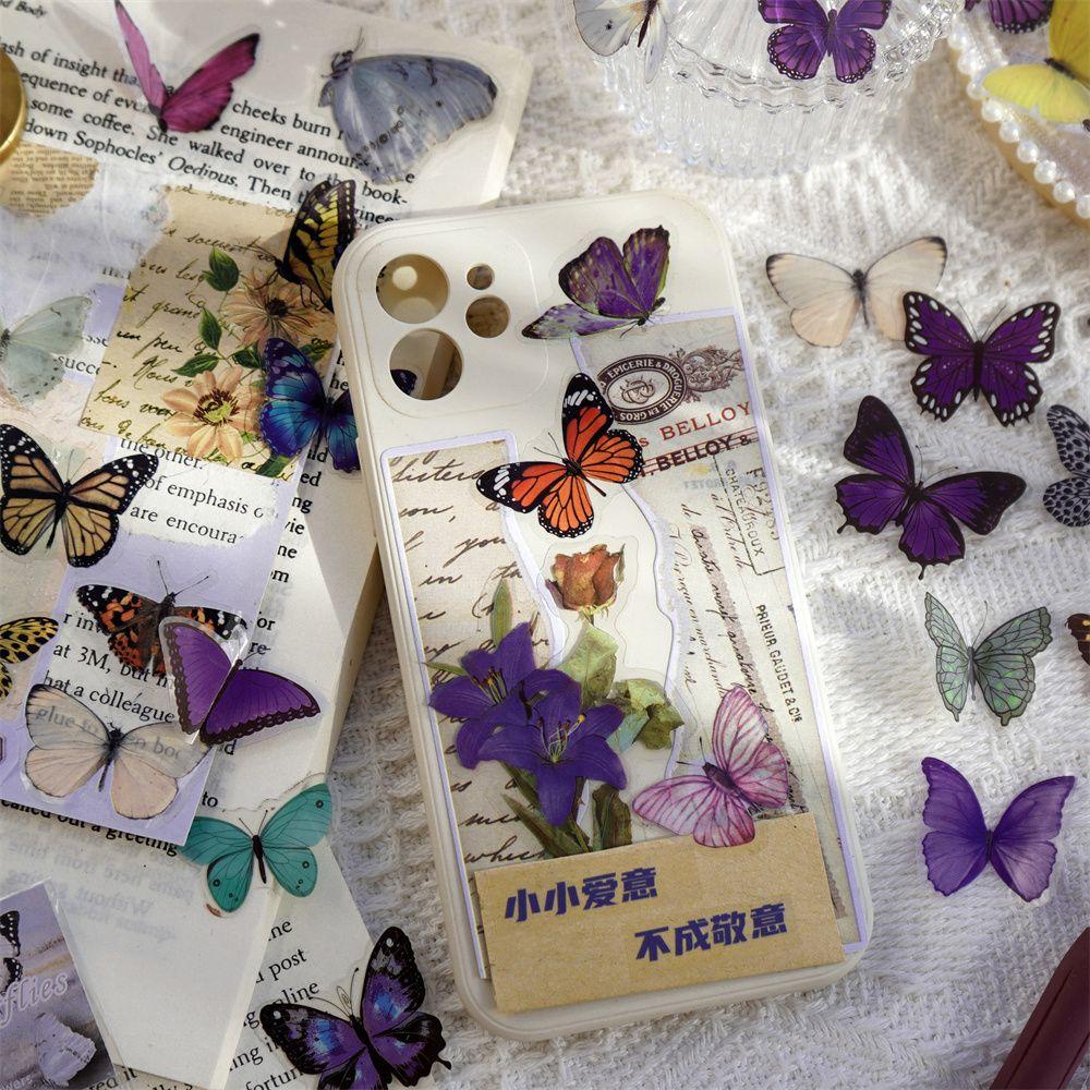 Solighter 40pcs Stiker Elegan Vintage Laptop Botol Air Transparan Alat Tulis Butterfly Stiker