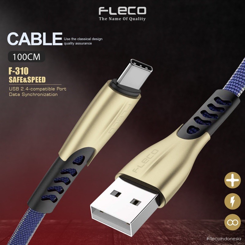 PROMO KABEL DATA FLECO F310 MICRO / TYPE C FAST CHARGING ORIGINAL SAFE SPEED NEW GAMING CABLE