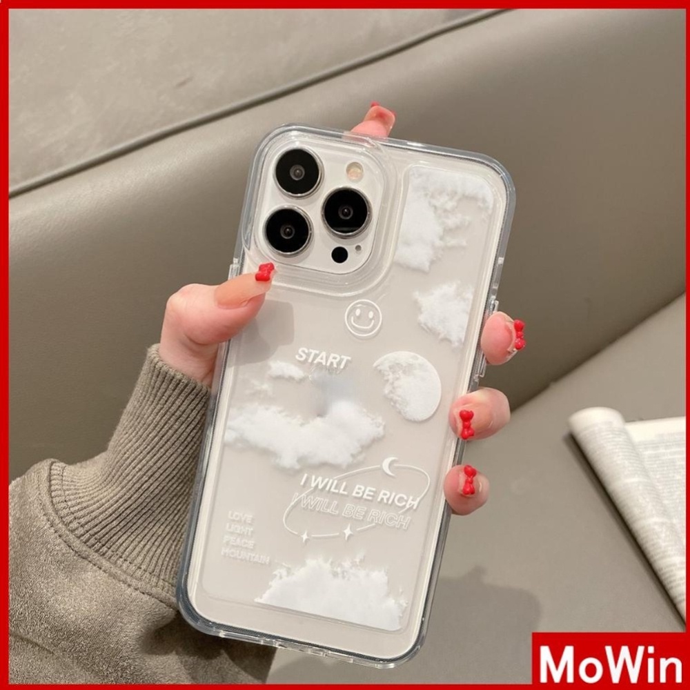 iPhone Case Clear Case Soft Thick TPU Shockproof HD Super Transparent Protection Camera Plating Button Cloud Smiley For iPhone 13 Pro Max iPhone 12 Pro Max iPhone 11 iPhone 7 Plus