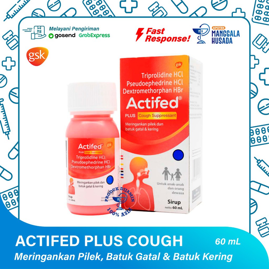 ACTIFED PLUS COUGH SUPRESSANT (MERAH) 60 ML GSK