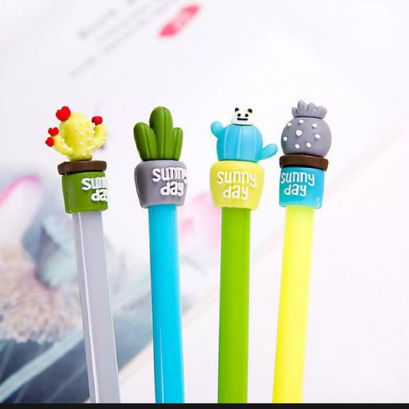 

pulpen/ bolpoin gel karakter sunny cactus lucu. pena kaktus imut