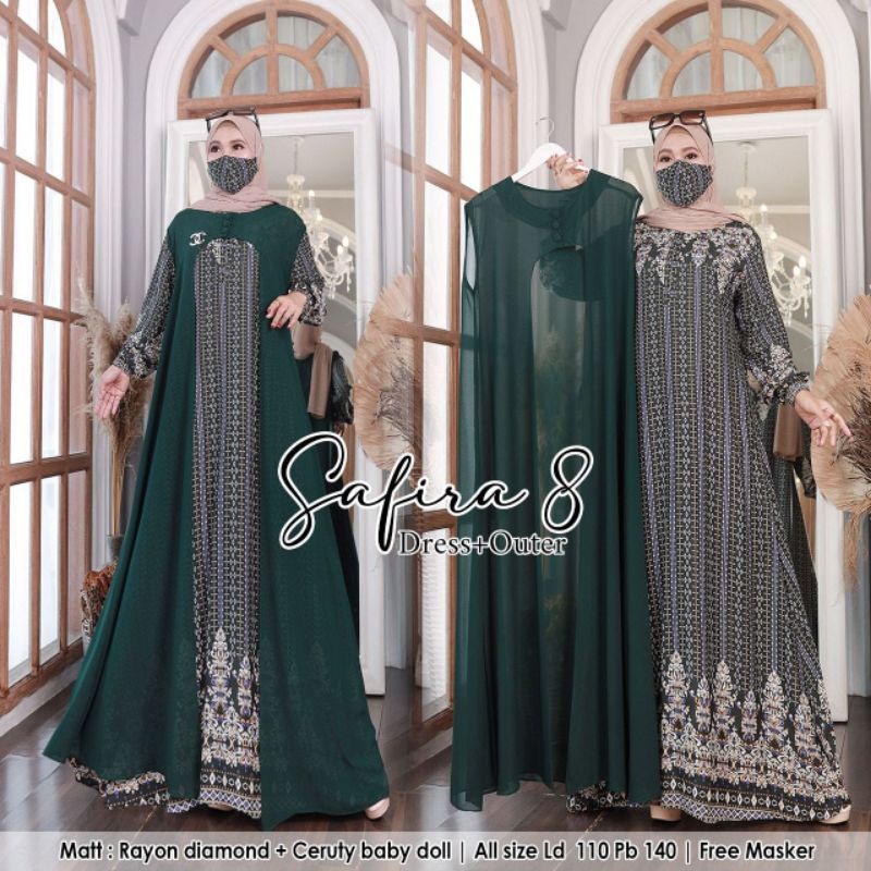 Baju Wanita Brend Gamis ORI Dress Perempuan Muslim Khimar Rabbani Gamis Set