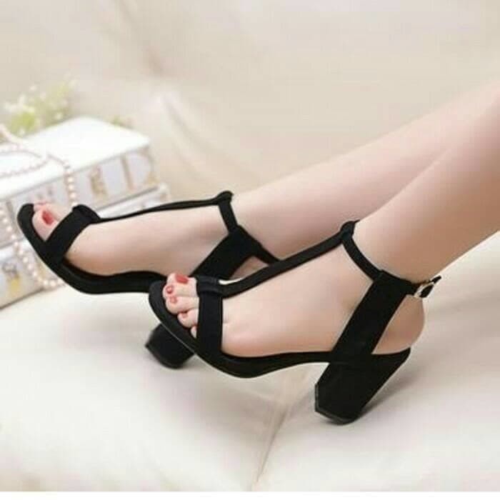 DO68 Heels Strap Open Toe Black Belt High Heel Sepatu Kondangan Preloved Something Borrowed
