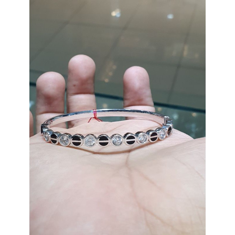 gelang bangle emas putih car* mata hitam putih
