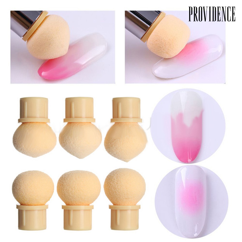 Providence 6Pcs/Set Professional Soft Replacement Sponge Nail Blooming Drawing Pen Heads