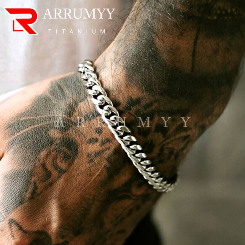 ARRUMYY gelang rantai pria silver original titanium anti karat