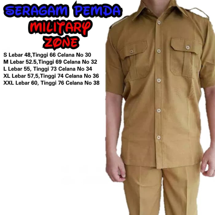 GROSIR BAJU SETELAN SERAGAM PDH PNS PEMDA COKLAT MUDA KREM MURAH