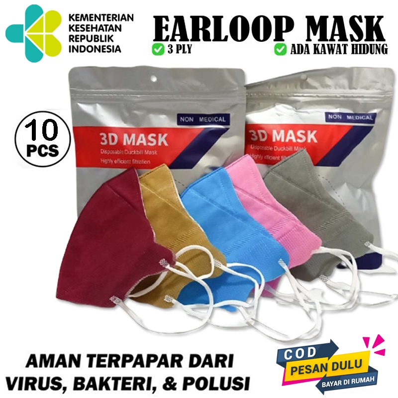 New 3D Beauty Mask (Duckbill masker) High Quality 3ply BFE98% Masker Duckbill Mask isi 10 Warna mix