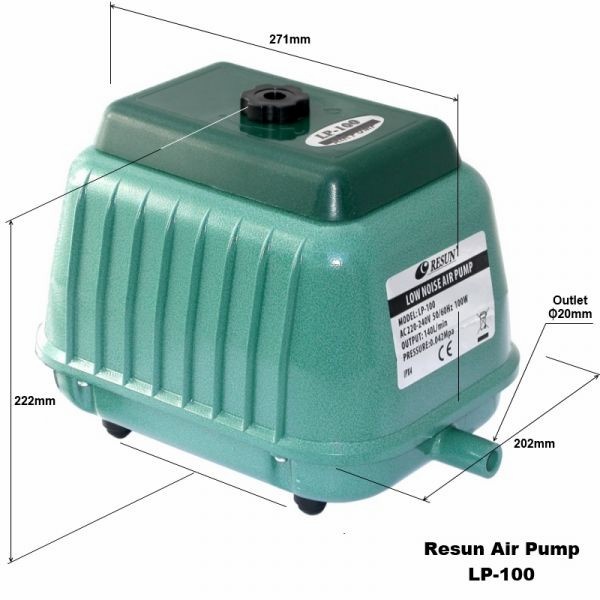 LP 100 RESUN ARIPUMP AERATOR 33 CABANG 8400 LPH 100 WATT AERATOR AQUARIUM