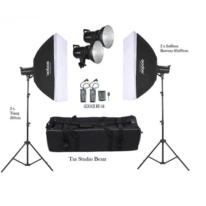 TERNYAMAN Paket Studio Softbox Bowens 60x90cm Komplit lampu Godox SK300 II