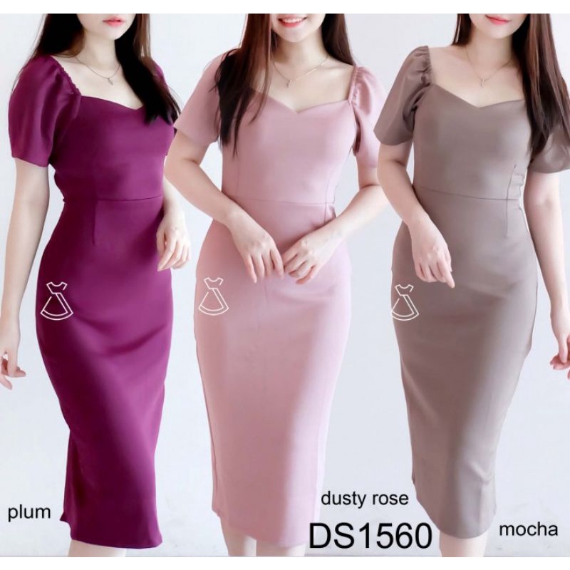 ARSS1560- Dress Scuba import premium Dress Tile Bordir Satin dress party murah