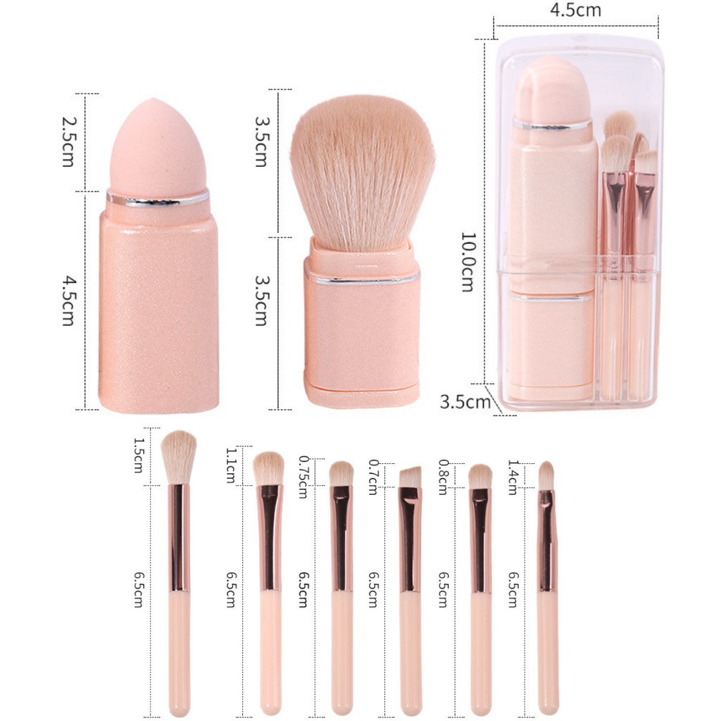 Kuas Brush Make Up Set 8 Pcs Portable Alat Makeup Brush Kosmetik + Kotak Penyimpanan