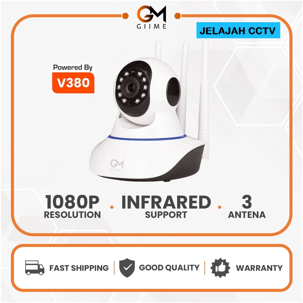 Giime - Kamera Full HD - Cctv Orion 3 Antena CCTV Wifi Support Infrared Camera 2Mp 1080P Komunikasi 