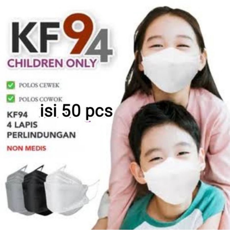 Masker Kf94 isi 50pcs 4ply High Quality Bahan Nyaman dan Lembut Semarang-KF ANAK PUTIH 50 PCS