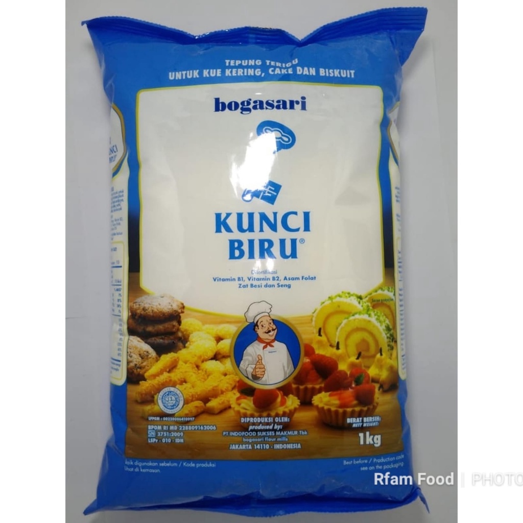 

BOGASARI TEPUNG TERIGU KUNCI BIRU 1KG TEPUNG PREMIUN PROTEIN SEDANG