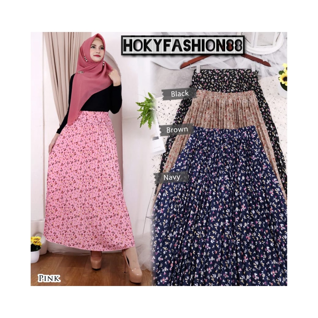 ROK PLISKET MOTIF BUNGA MIX // ROK PLISKET FULL MOTIF // ROK PLISKET MOTIF BUNGA DEWASA