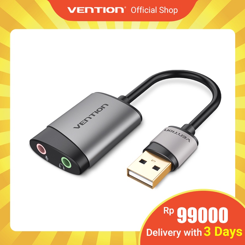 Vention Sound Card USB External 3.5mm USB to Jack 3.5mm untuk Microphone Adapter