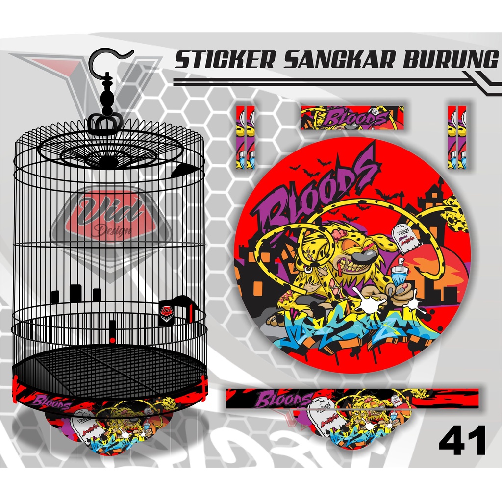 COD / STICKER TEBOK BULAT / DECAL KANDANG BURUNG / SANGKAR MURAI NO 1,2,3 MARSUPILAMI