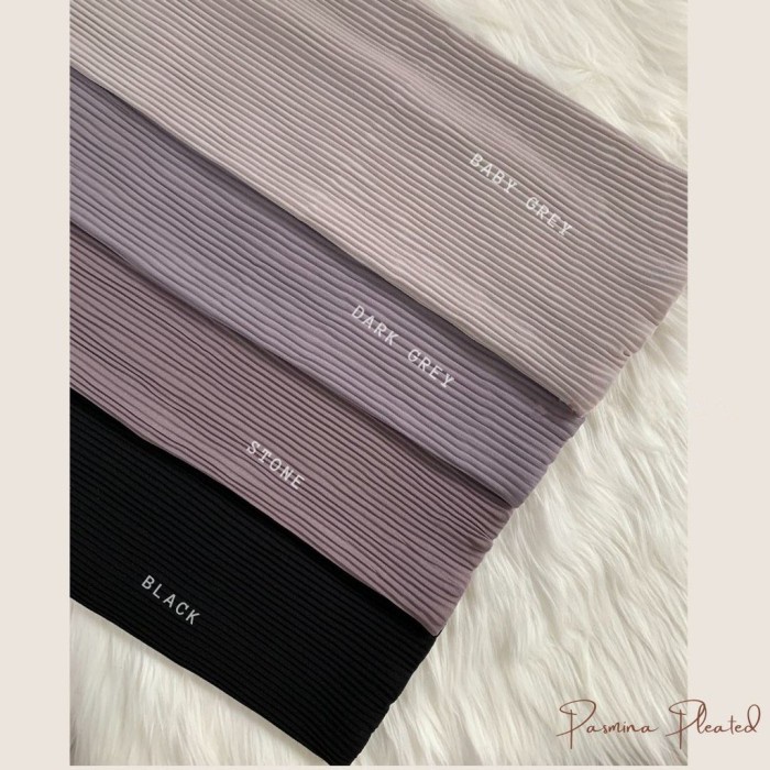 PASHMINA- AZARA HIJAB PASHMINA PLISKET / PLEATED CERUTTY BABYDOLL - KATALOG 2 - BABY GREY -PASHMINA.