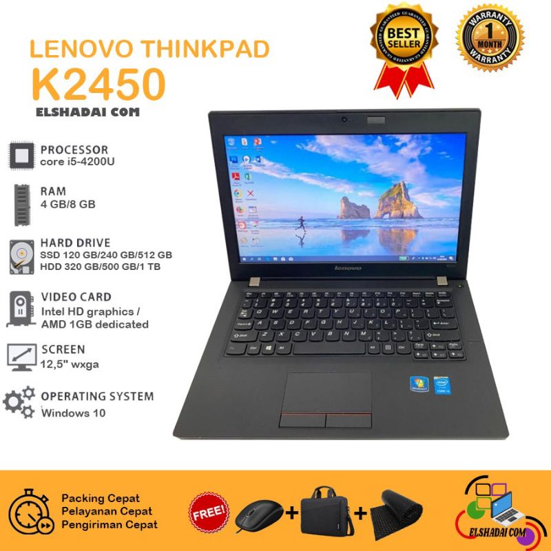 HARGA LAPTOP BEKAS || Laptop Lenovo k2450 core i5 gen 4 ram 4gb ssd128gb  cam  mulus  ok bgt