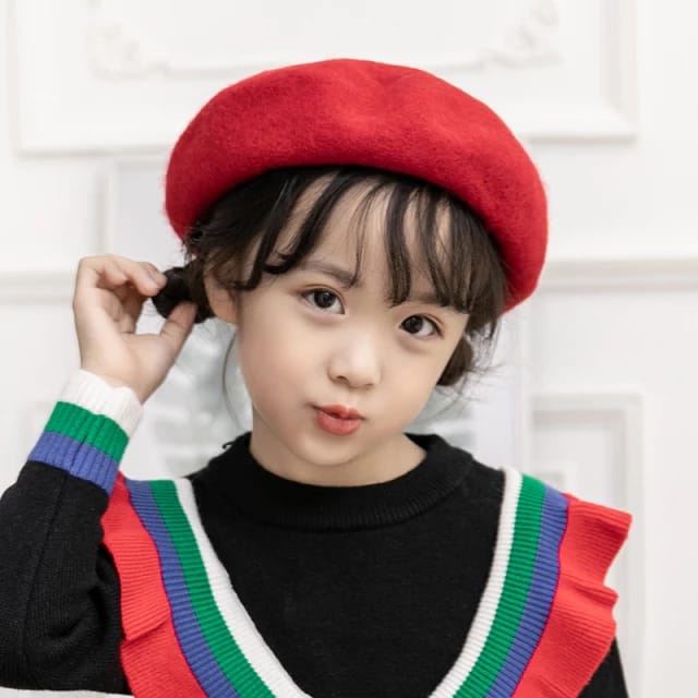 TOPI ANAK PEREMPUAN BARET FASHION KIDS CEWEK CAPLIN CAP FEDORA COWOK 2-8 TAHUN IMPORT A66-BARET MERAH