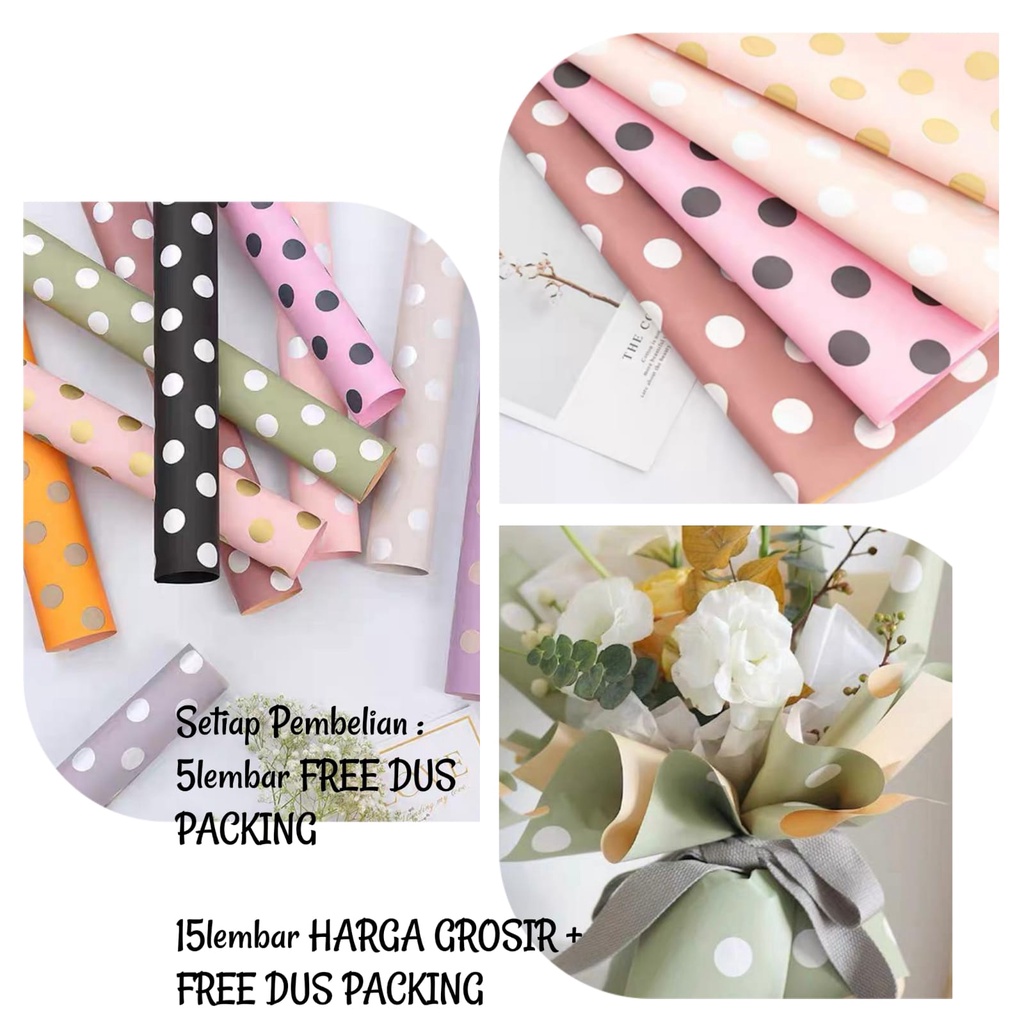 

UM120 5Lembar-Kertas Bunga Buket Dot Bulat/Kertas Buket Bunga Florist Cellophane/Flower Wrapping Paper