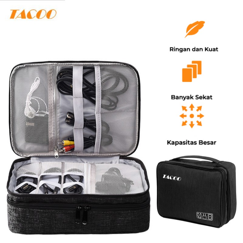 

TACOO Multifungsi Storage bag 006 /Tas Perlengkapan Kabel /Gadget /Alat Tulis Multifungsi Kap. Besar