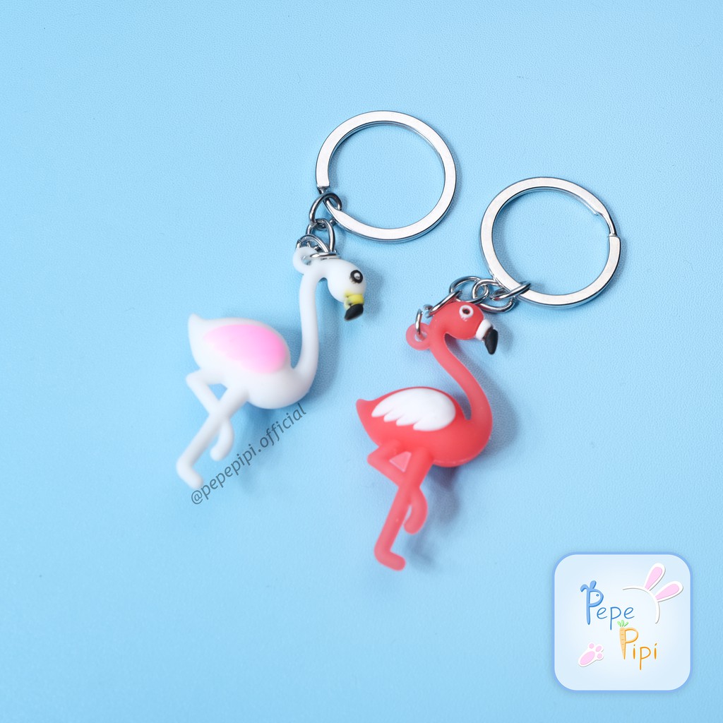 Gantungan Kunci Flamingo Kecil Flaminggo Keychain Ganci Hiasan Tas Lucu COD